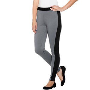 NWT LISA RINNA RIBBED PANEL CHARCOAL LEGGINGS‎ XS